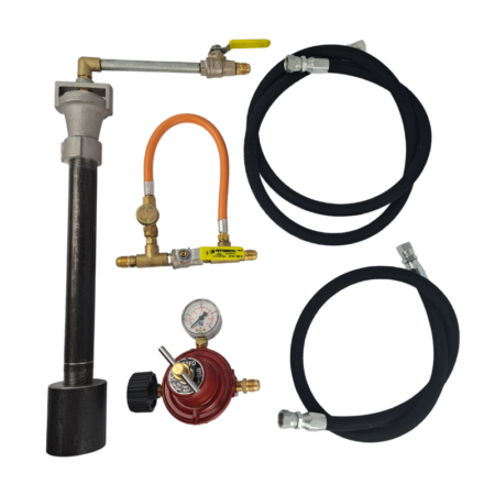 Gas Forge Large Burner with Heavy Duty Hose, Idler/Bypass Valve and Regulator 65mj/hr- LCC