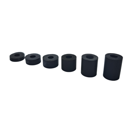Kydex Spacers in black rubber. Available in 6 sizes: 1/8", 3/16", 1/4", 3/8", 1/2", and 5/8".
