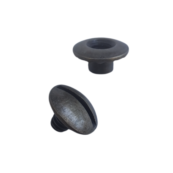 open-back-screw-posts Open Back Screw Posts. Used to fasten to pieces of leather together, often on belt and straps end loops that are a total of 3mm in thickness.