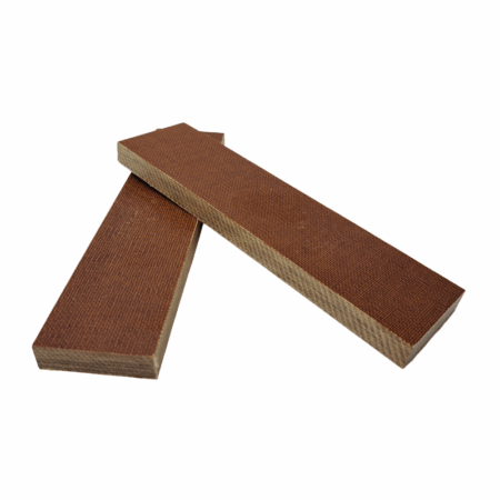 Natural Brown Canvas Micarta Scales, 2 scales each measuring approximately 9.5 mm (3/8") x 38 mm x 135 mm.
