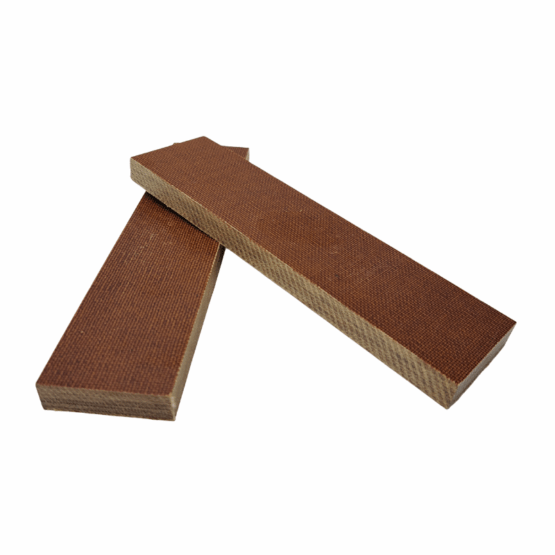 natural-brown-canvas-micarta-scales Natural Brown Canvas Micarta Scales, 2 scales each measuring approximately 9.5 mm (3/8") x 38 mm x 135 mm.