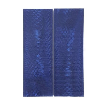 Pair of Juma handle scales with a blue snake pattern and width of 43 mm