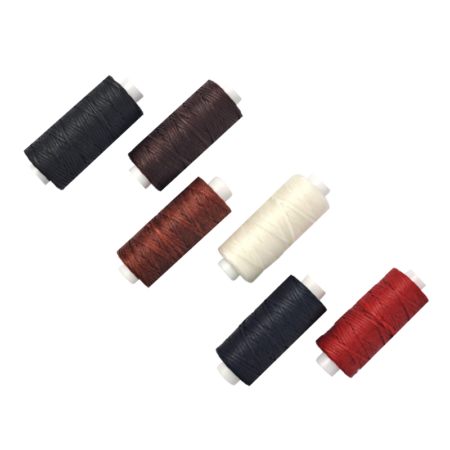 1mm Waxed Braided Cords 25yards. Shown in Black, Brown, Rust, White, Navy Blue, and Red.