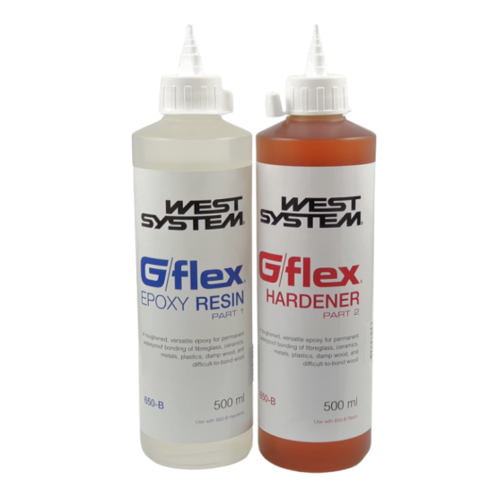 G/flex 650 Epoxy Kit 1000 ml G/flex 650 Epoxy Kit 1000 ml containing 500 ml of G/flex Epoxy Resin and 500 ml of G/flex Hardener in recappable bottles