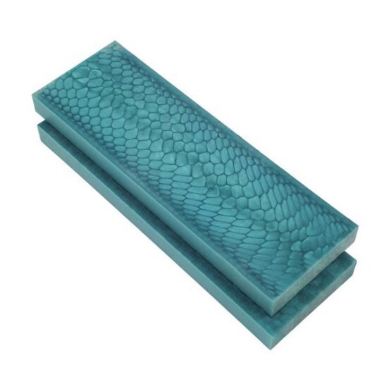 2 x Juma handle scales with a laguna dragon pattern and width of 43 mm stacked together