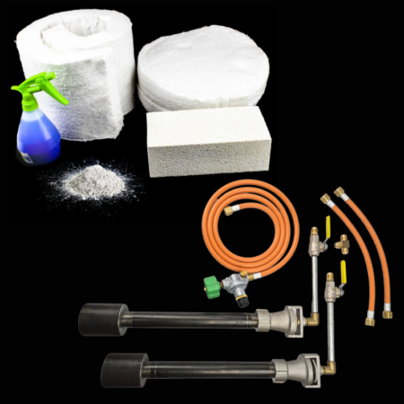 Large Gas Forge Refractory Kit with Two Large Burners 130mj/hr - LCC