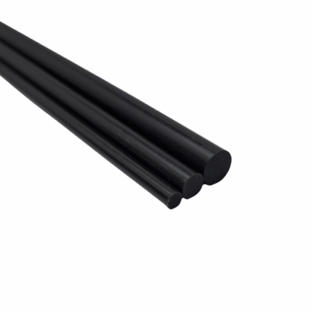 Black G10 Rod / Pin Stock. Available in 3 metric sizes: 3mm, 4.6mm, and 6.4mm.