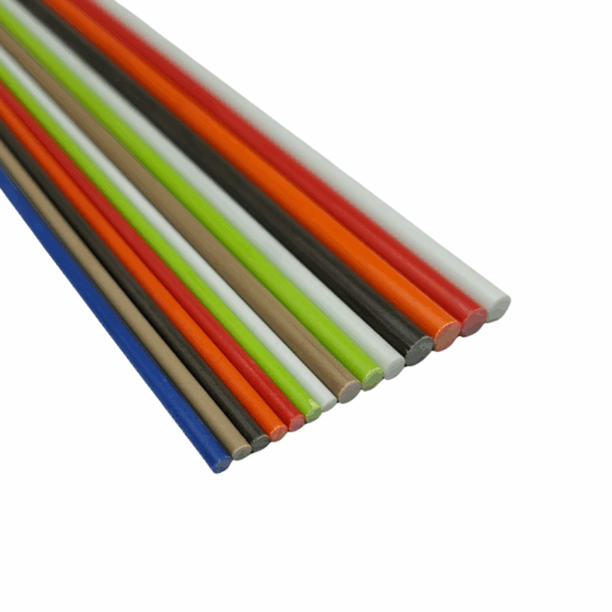 Coloured G10 Rod / Pin Stock. Available in multiple colours and 3 sizes: Blue, Desert, Orange, Olive Green, Red, Toxic Green, White, And: 1/8" (~3.2mm), 3/16" (~4.8mm), 1/4" (~6.53mm).