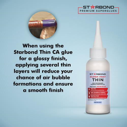 2 oz (60 ml) bottle of Starbond super fast thin CA glue included in the Starbond CA glue & accelerator bundle.