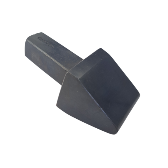 Heat-treated forged steel shaped and hardened into a soft point with a extruded pin for insertion into a anvil.