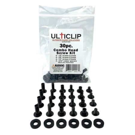 Ulticlip 30 piece screw kit containing screws, posts and spacers