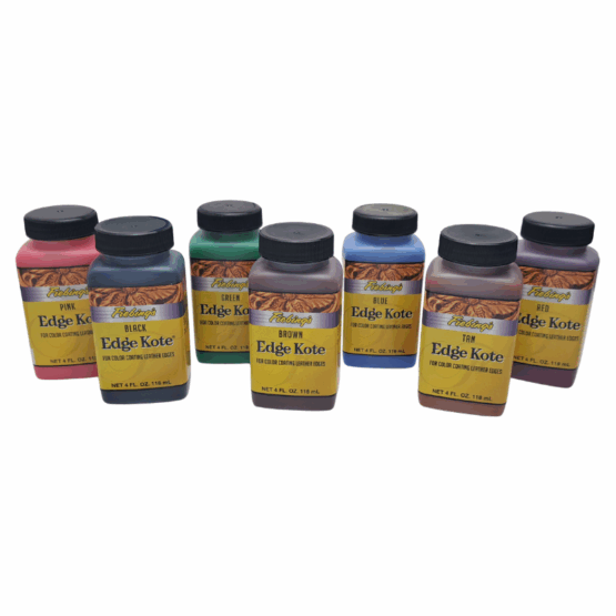 Fiebing's Edge-Kote® - 4oz / 118mL. Available in 6 Colours: Black, Brown, Tan, Green, Blue, Pink, and Red.