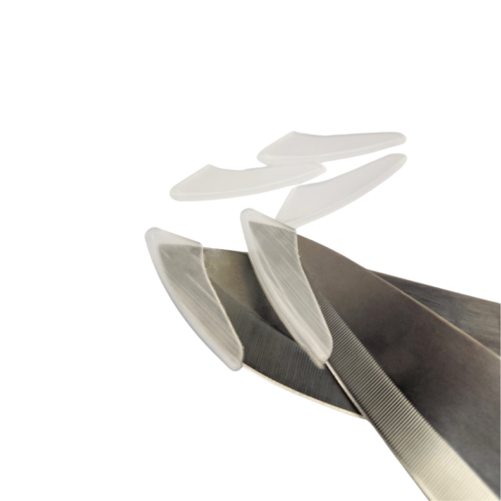 Artisan Essentials knife tip protectors showing fitment on 2 sample blades