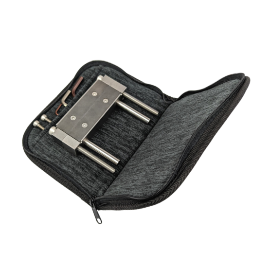 Padded and embroidered protective case supplied with the Artisan Supplies Tiny Large Carbide File Guide.