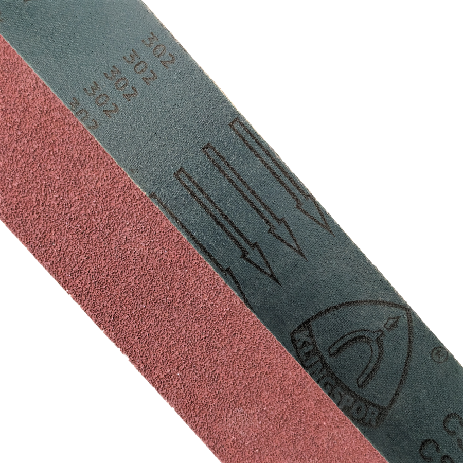 Kulex Reaper Premium Finishing Belt. With tough, yet flexible Y-weight polyester backing, aluminium oxide agglomerate abrasive grain and premium resin bonding agent.