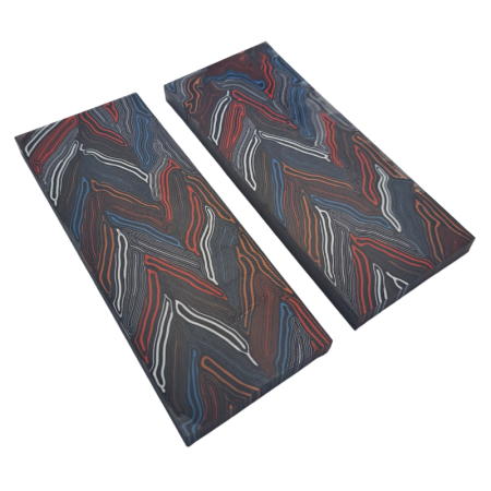 G10 Damascus Handle Scales Multicoloured