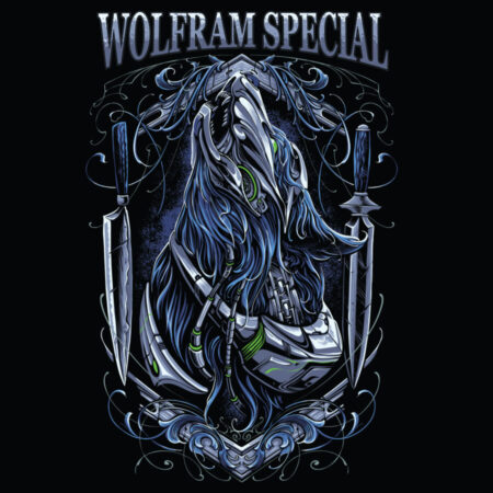 Wolfram Special Steel epic wolf artwork.