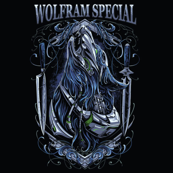 Wolfram Special Steel epic wolf artwork.