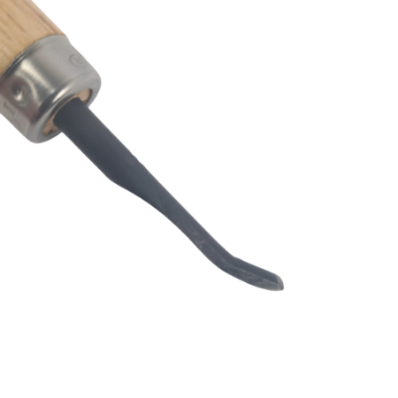 Close up of Artisan Essentials Keen Edge Beveller curved blade.