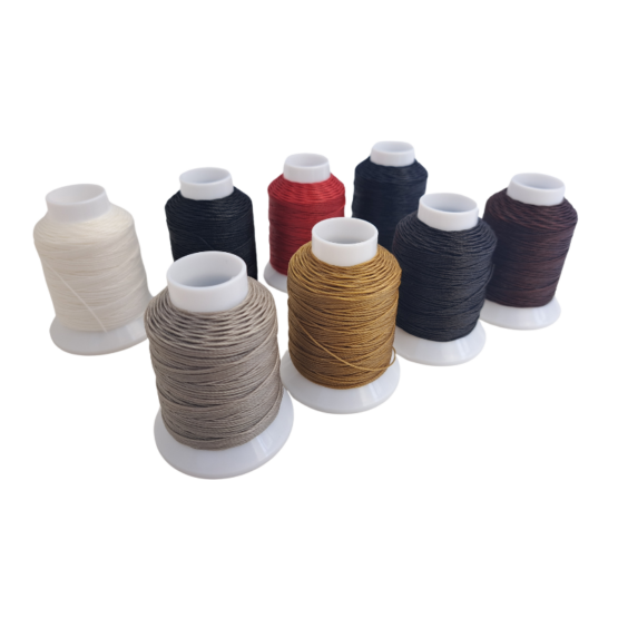 vinymo-0-double-waxed-thread-0-7mm-thick-90m-spool Vinymo #0 Double Waxed Thread 0.7mm Thick - 90m Spool available in 8 colours - White, Black, Red, Navy Blue, Grey, Beige, Brown and Dark Brown