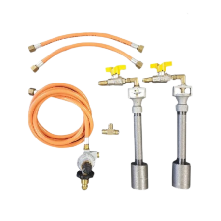 Gas Forge Dual Small Burner Set with Hose and Regulator 82mj/hr - POL