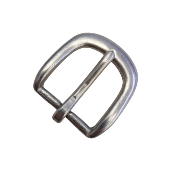 Solid Brass Round Heel Bar Buckle 32mm in Antique Nickel finish.