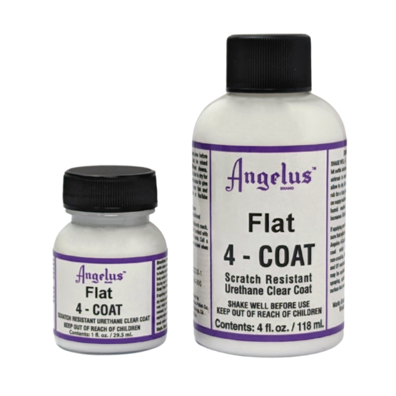 Angelus 4-Coat Urethane Clear Coat - Flat (#901). Available in both 1 fl. oz (29.5ml) and 4 fl. oz. (118ml)