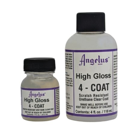 Angelus 4-Coat Urethane Clear Coat - High Gloss (#904). Available in both 1 fl. oz (29.5ml) and 4 fl. oz. (118ml)