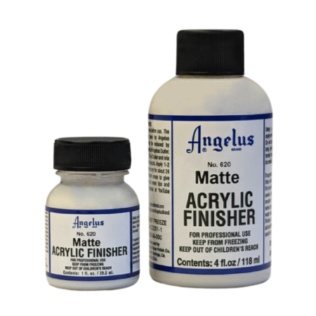 Angelus Acrylic Finisher - Matte (#620). Available in 1 fl. oz (29.5ml) and 4 fl. oz. (118ml)