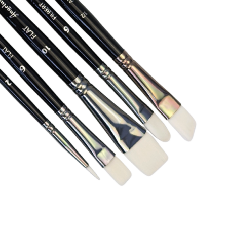 Close Up of 5 Brush Ends of Angelus Paint Brush Set