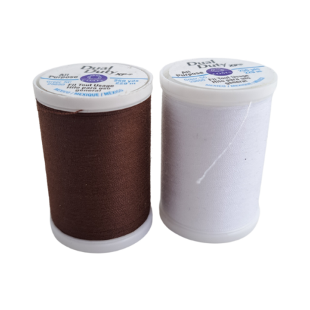 Coats Dual Duty XP Heavy Thread 229m (250yds) is an all purpose thread that is 100% polyester and is strong and smooth. Available in Brown and White