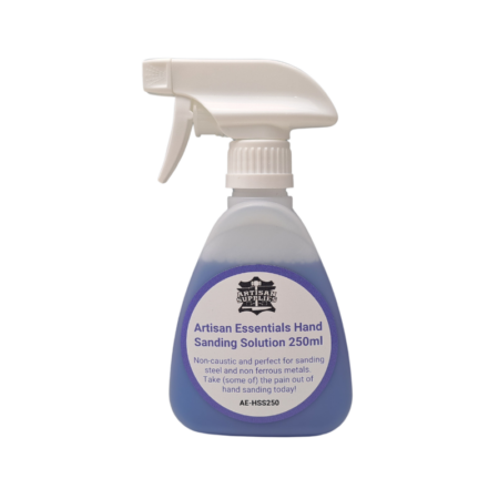 Artisan Essentials Hand Sanding Solution Spray Bottle. Take some of the pain out of hand sanding by spraying Hand Sanding Solution directly onto your blade or onto sandpaper, stones or diamond plates to lubricate during hand sanding or sharpening.