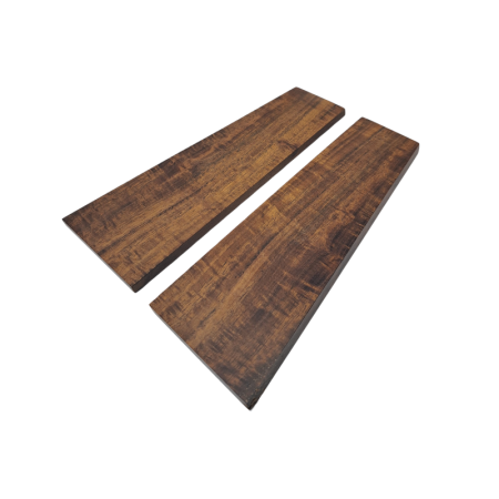 Yandiwa Stabilised Ringed Gidgee Folding Knife Scales *B019. Each scale measures approximately 122 x 31-50 x 5 mm.