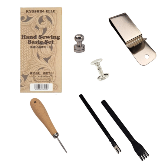 Components of Beginner Leather Sheath Kit.