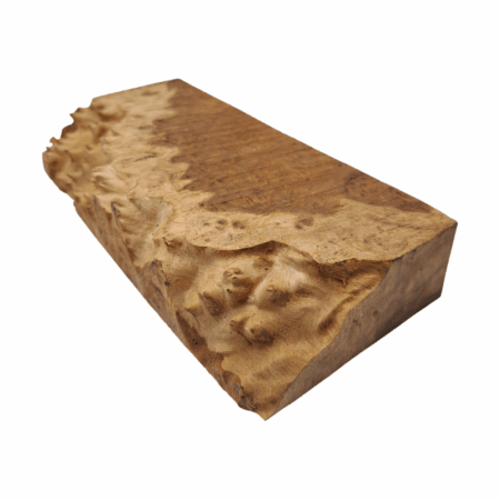 York Gum Burl Handle Block *ED02-D. Measures approximately 40 - 65 x 30 x 163 mm.