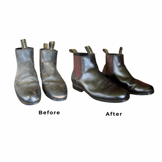Before and After Example of Bondi Beeswax All Natural Beeswax Leather Conditioner