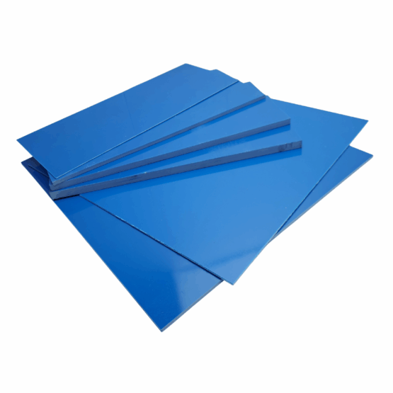 Blue G10 Sheets and Liner Material, available in multiple thicknesses and sizes.