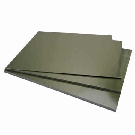 Olive Green G10 Sheets and Liner Material, available in multiple thicknesses and sizes.
