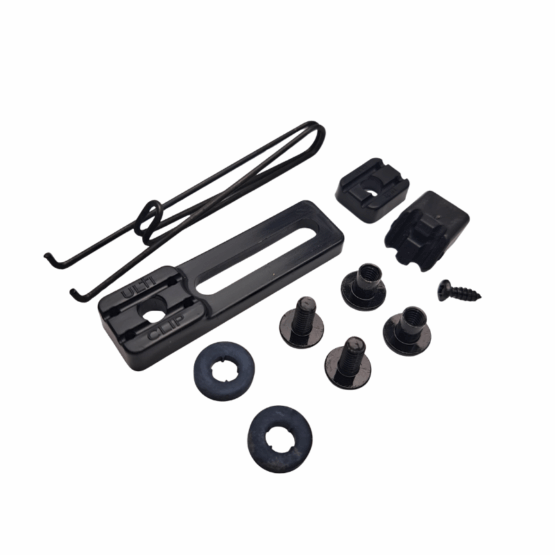 The UltiClip AP Clip (All Purpose Clip) provides a variety of mounting options for holsters, sheaths, and other gear.