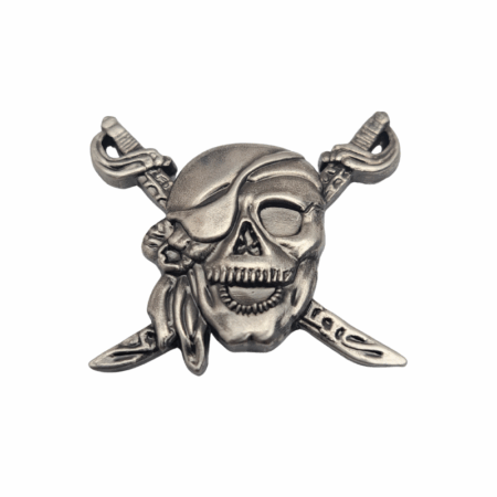 Pirate Concho. Screw Back design, with an Antique Nickel finish.