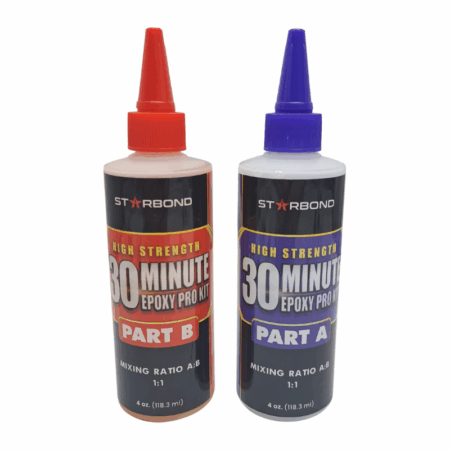 Starbond 30-Minute Toughened Epoxy. A two-part, flexible adhesive that is built for assemblies that live under stress.