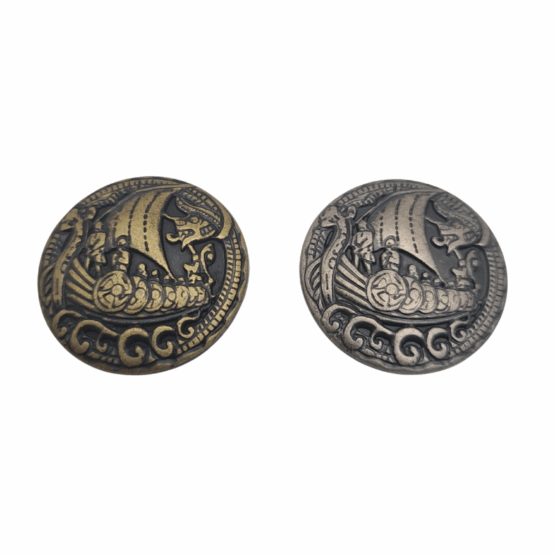 Viking Drakkar Conchos. Screw Back design, with 2 Finishes available: Antique Brass and Antique Nickel