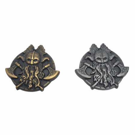 Viking Warrior Conchos. Screw Back design, with 2 Finishes available: Antique Brass and Antique Nickel.