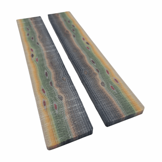 Brown Trout Crosscut G-carta Scales *006. Each scale is 1/4" Thick and measures approximately 191 x 34 mm.