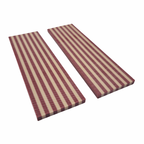 Red and White Crosscut Paper G-carta Scales *002. Each scale is 3/16" Thick and measures approximately 136 x 40 mm.