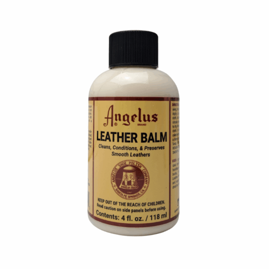 Angelus Leather Balm 4oz. is a blend of Carnauba wax, natural oils, and cleaners, and is ideal for all smooth leathers.