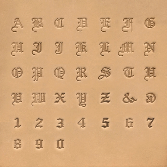 Old English Alphabet, Number & Symbol Stamp Set in 1/4" (6.5mm). 39 Piece Set.