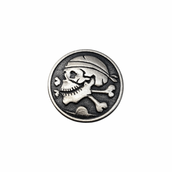 pirate-skull-19mm-concho Small Pirate Skull Concho. Screw Back design, with an Antique Silver finish.