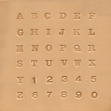Serif Alphabet & Number Leather Stamp Set in 1/4" (6.5mm). 37 Piece Set.