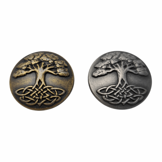 Tree of Life Conchos. Screw Back design, with 2 Finishes available: Antique Brass and Antique Nickel.